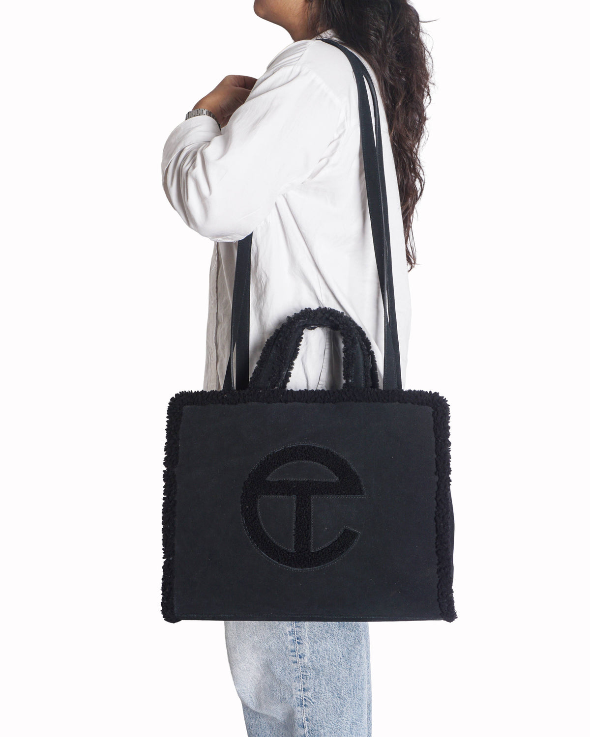 UGG x TELFAR Shearling Black Shopper Tote