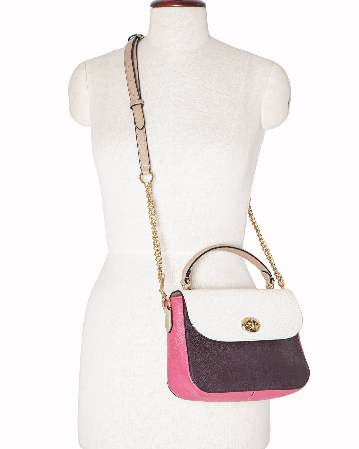 Coach Marlie Colorblock Pebble Leather Top Handle Satchel