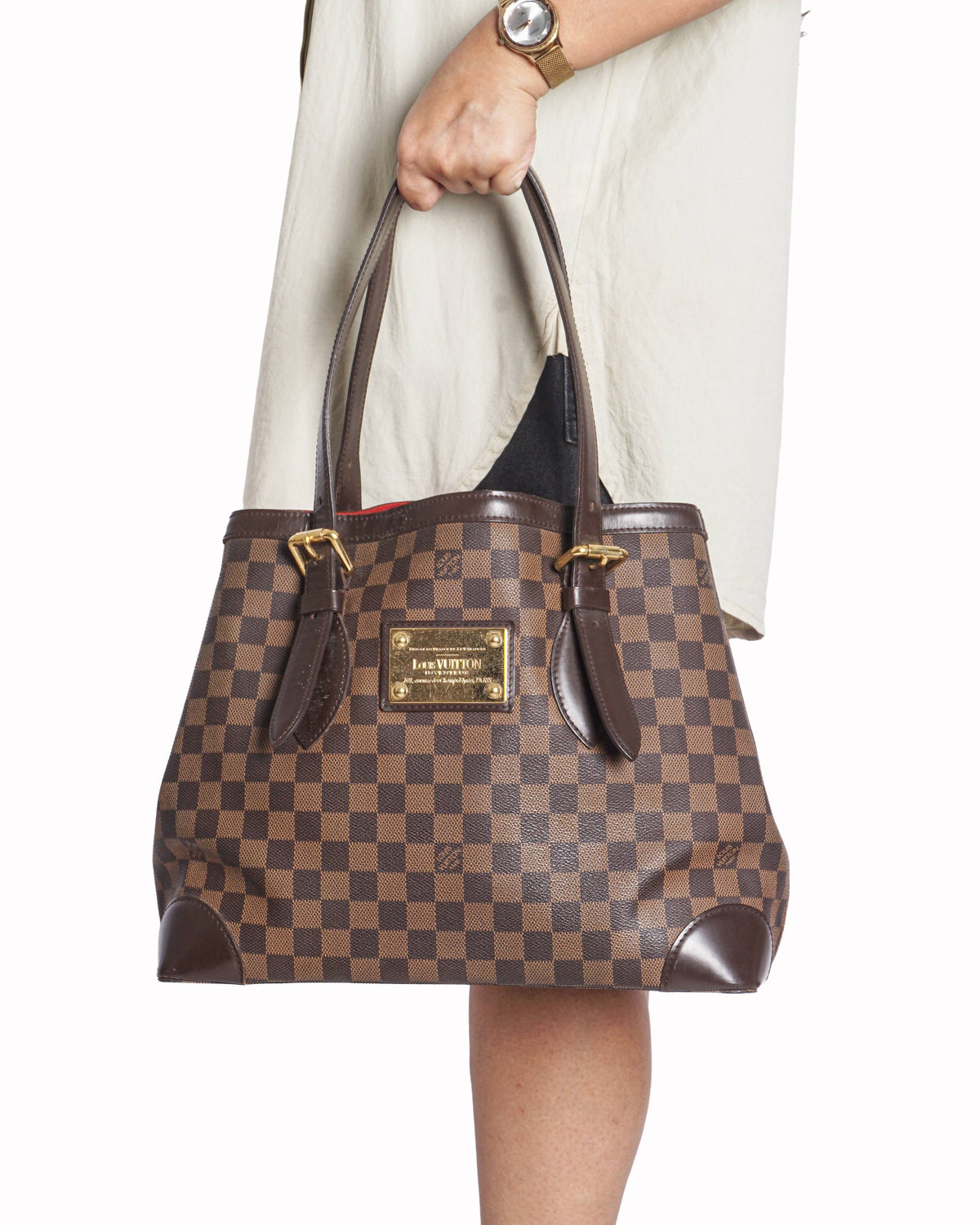 Louis Vuitton Hampstead Damier Ebene Canvas Tote Bag