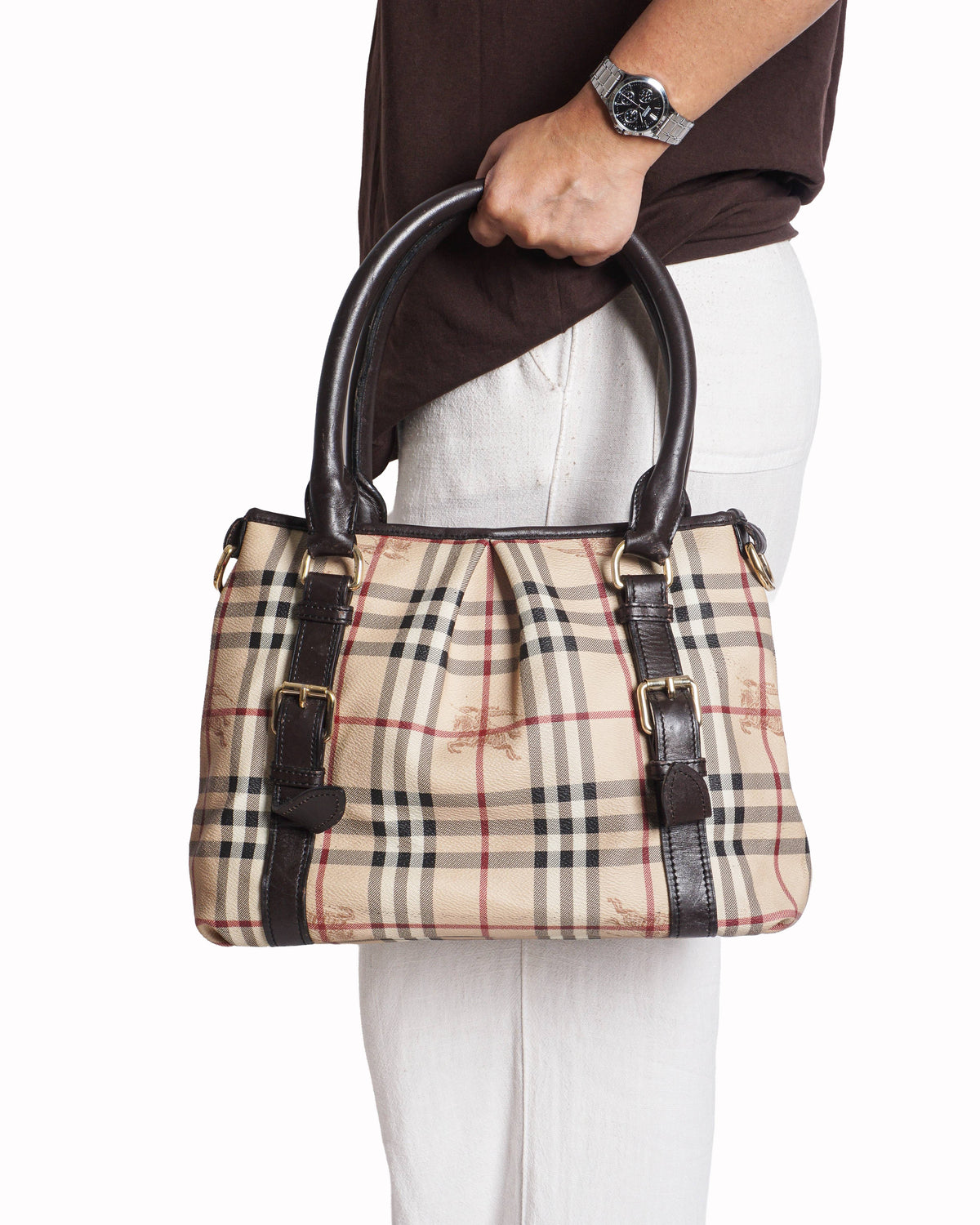 Burberry Haymarket Check Coated Canvas Northfield Bag