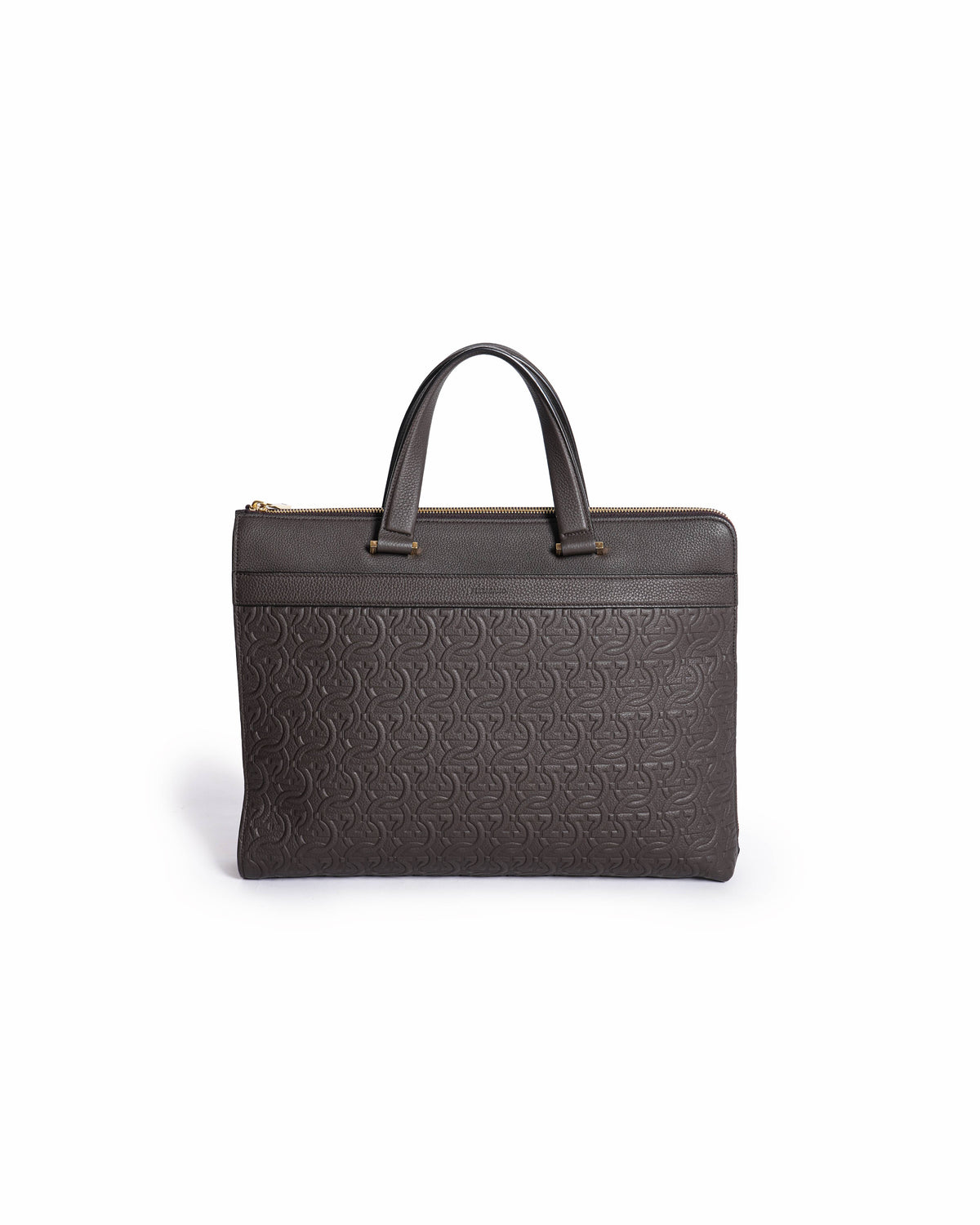 Salvatore Ferragamo 
Gancini Leather Briefcase in brown