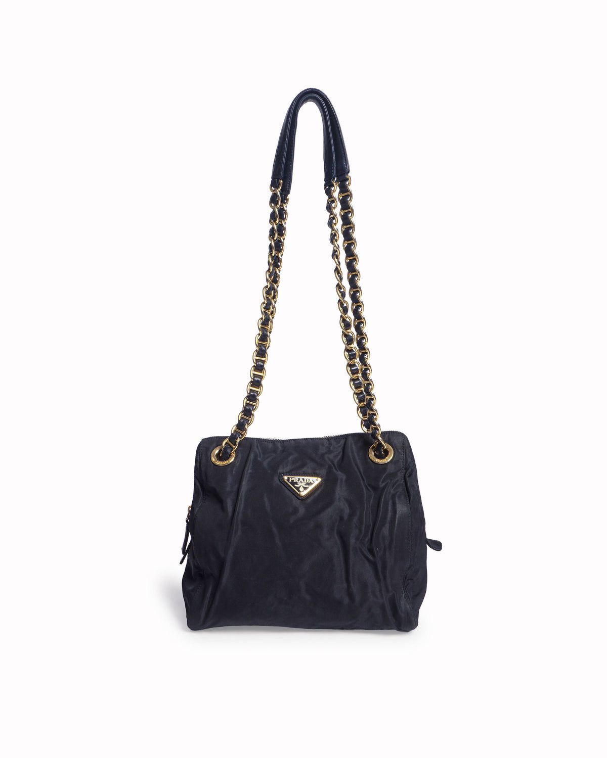 Prada Tessuto Black Nylon Chain-Strap Shoulder Bag