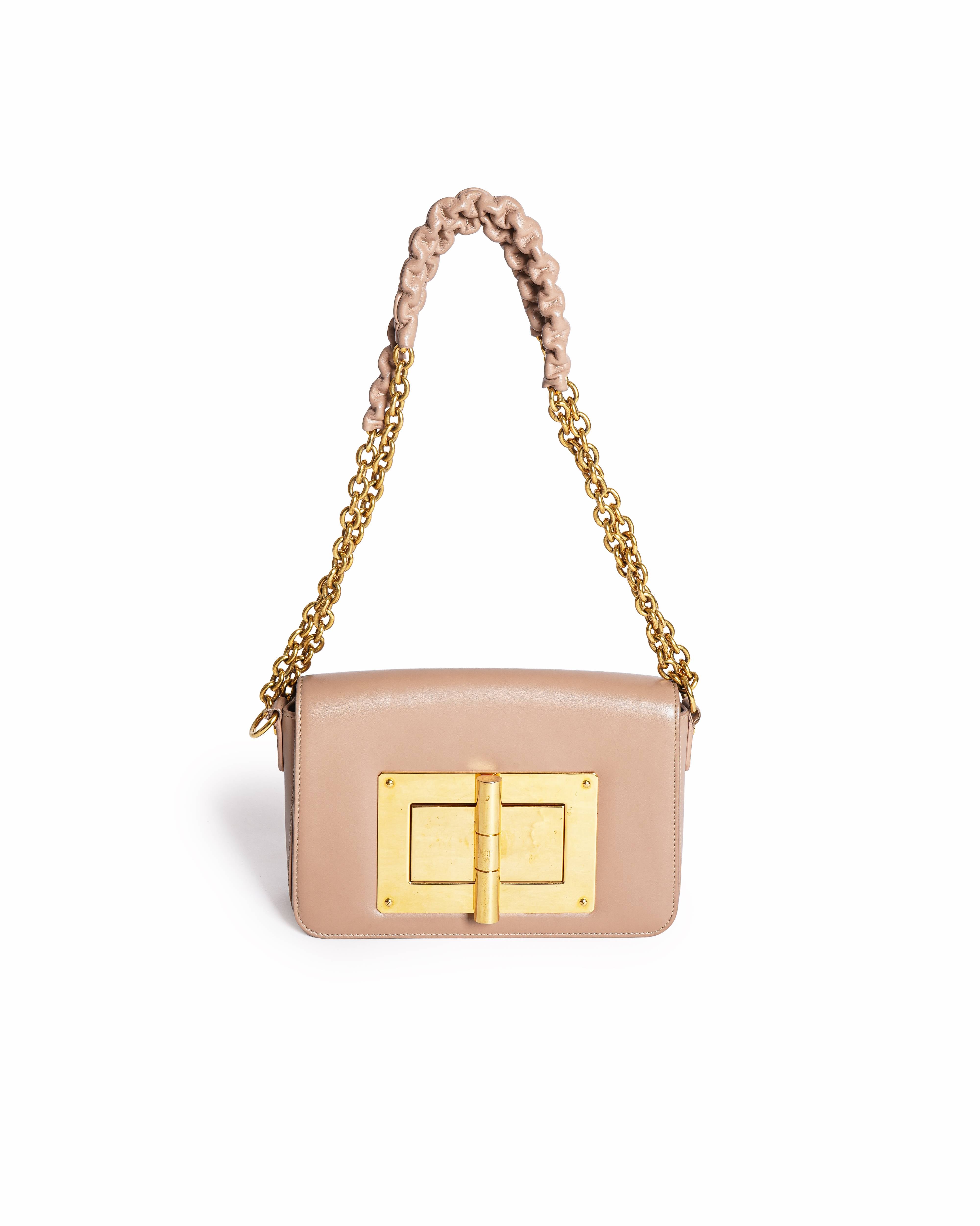 Tom Ford Dusty Pink Leather Small Chain Natalia Shoulder Bag