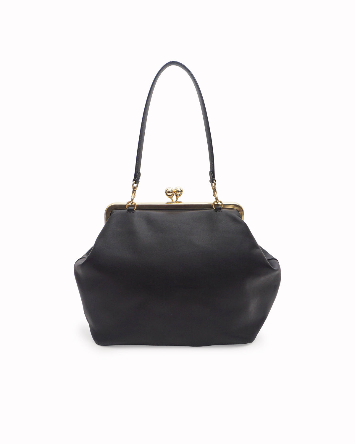 Coach Large Black Leather Kisslock Frame Shoulder Bag