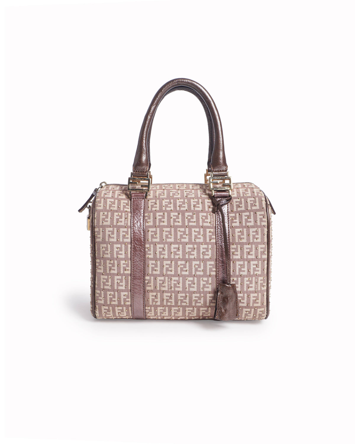 Fendi Forever Bauletto Zucchino Canvas Boston Bag