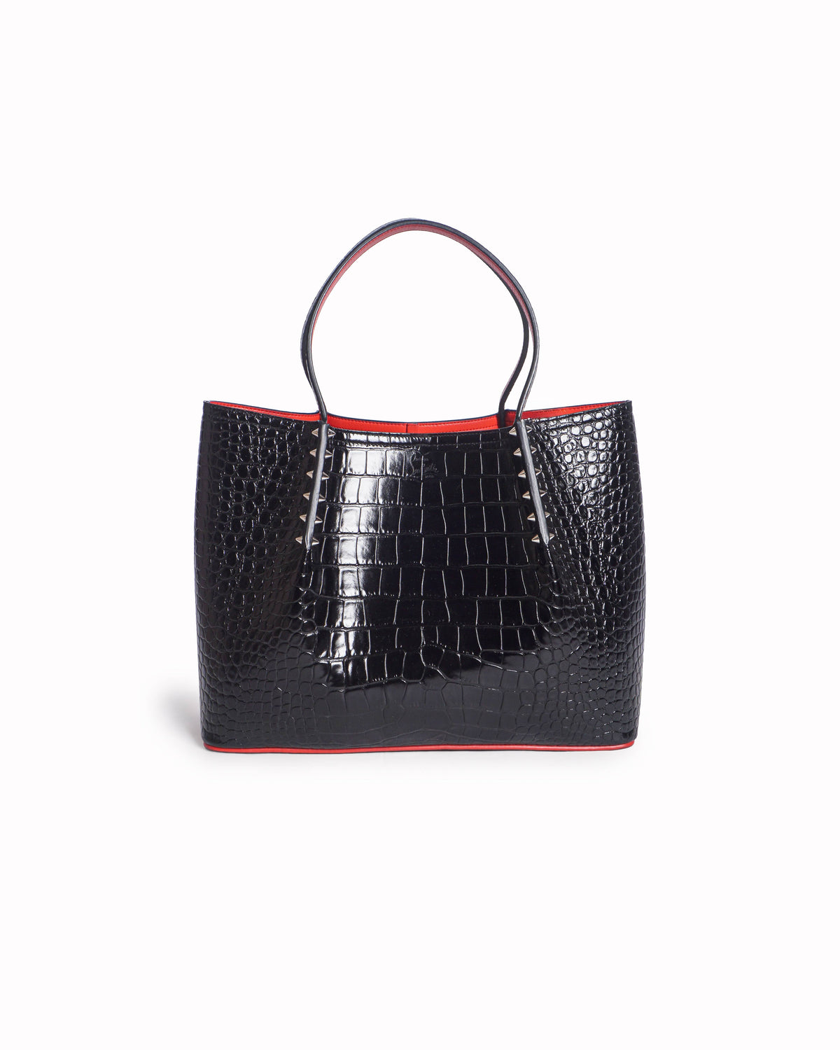Christian Louboutin Black Croc Cabarock Tote Bag