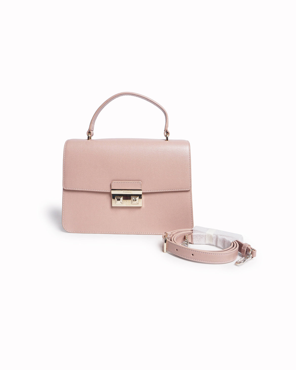 Furla Metropolis Beige Saffiano Leather Satchel