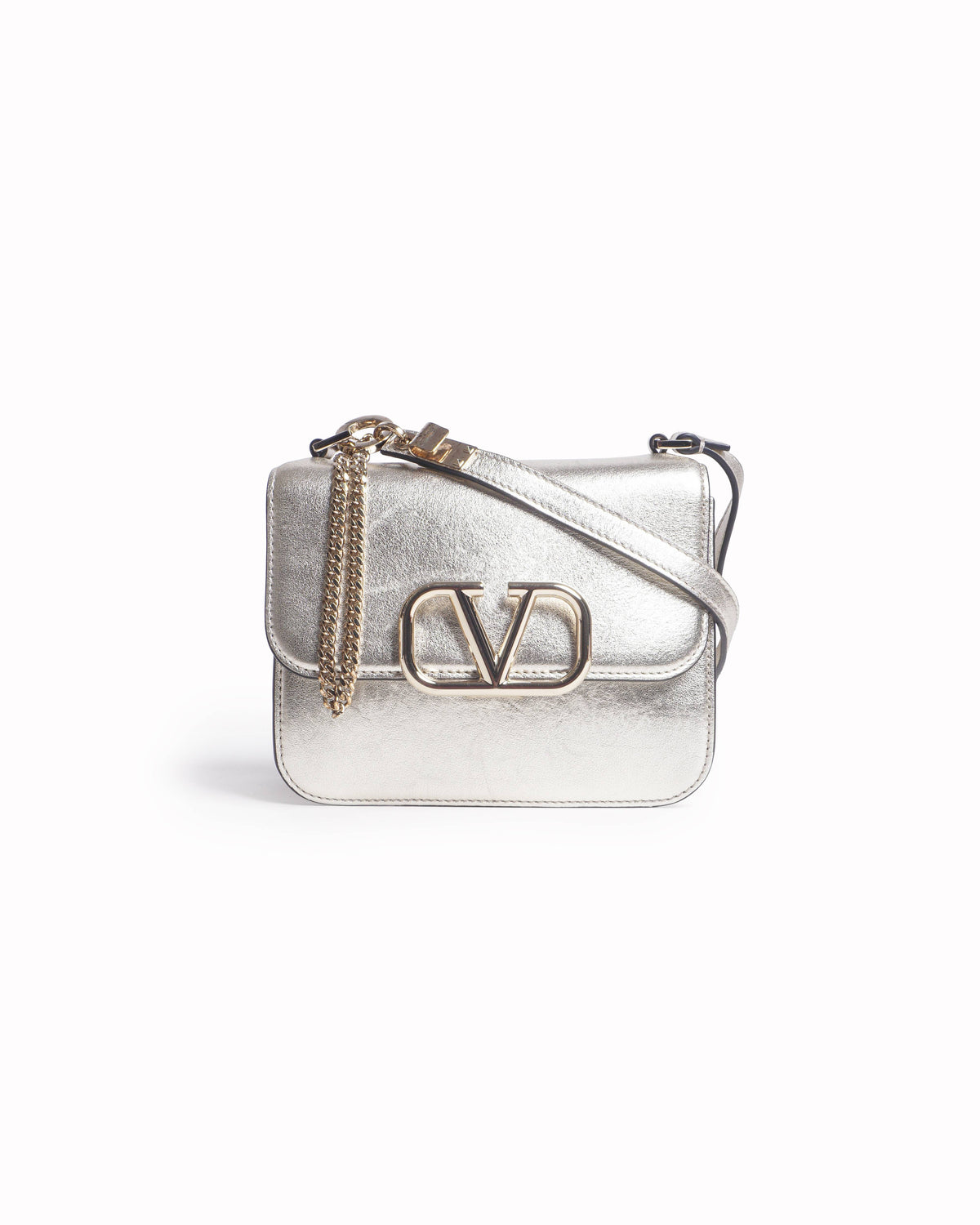 Valentino Garavani Gold Metallic VLogo Signature Shoulder Bag