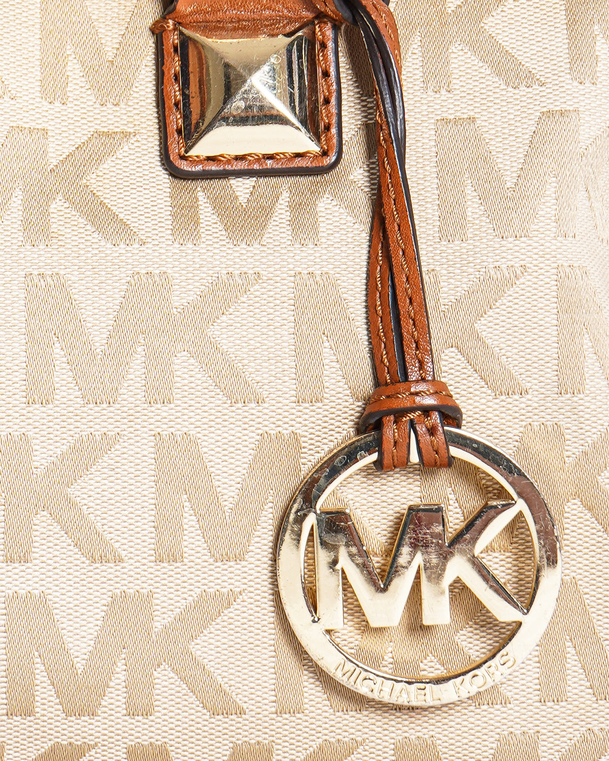 Michael Kors Grayson Satchel in signature tan and brown Monogram pattern