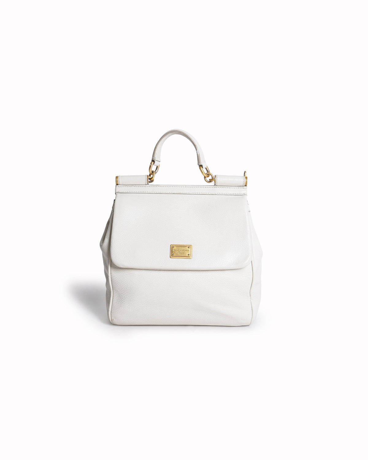 Dolce & Gabbana Limted Editiion My Sicily plongé calfskin shoulder bag in white