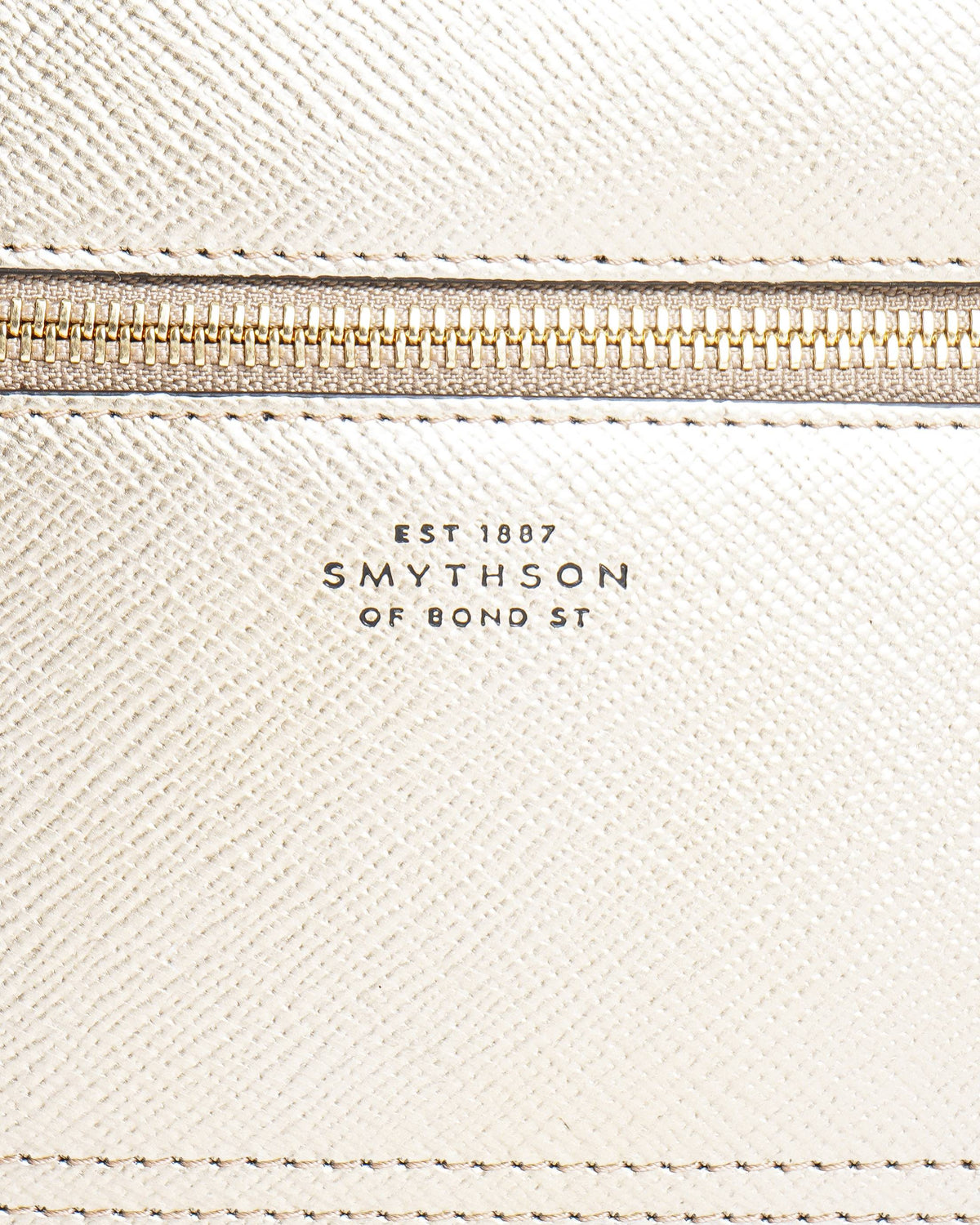 Smythson Metallic Gold Crossgrain Leather Camera Bag