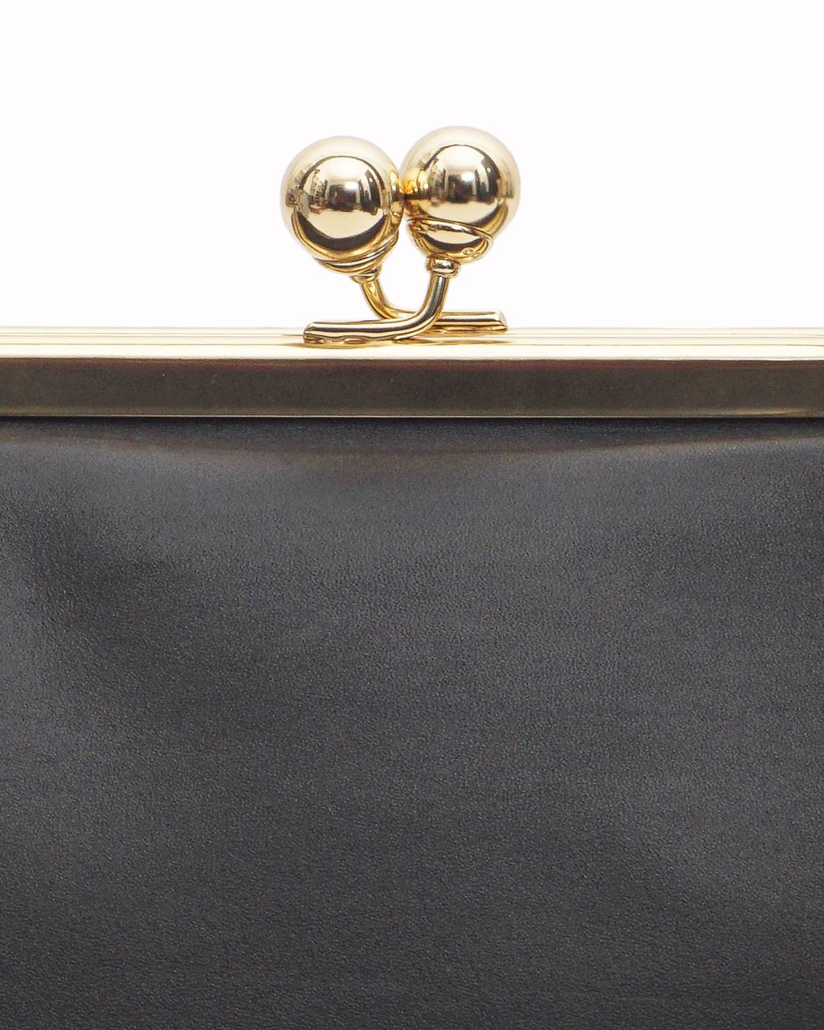 Coach Large Black Leather Kisslock Frame Shoulder Bag