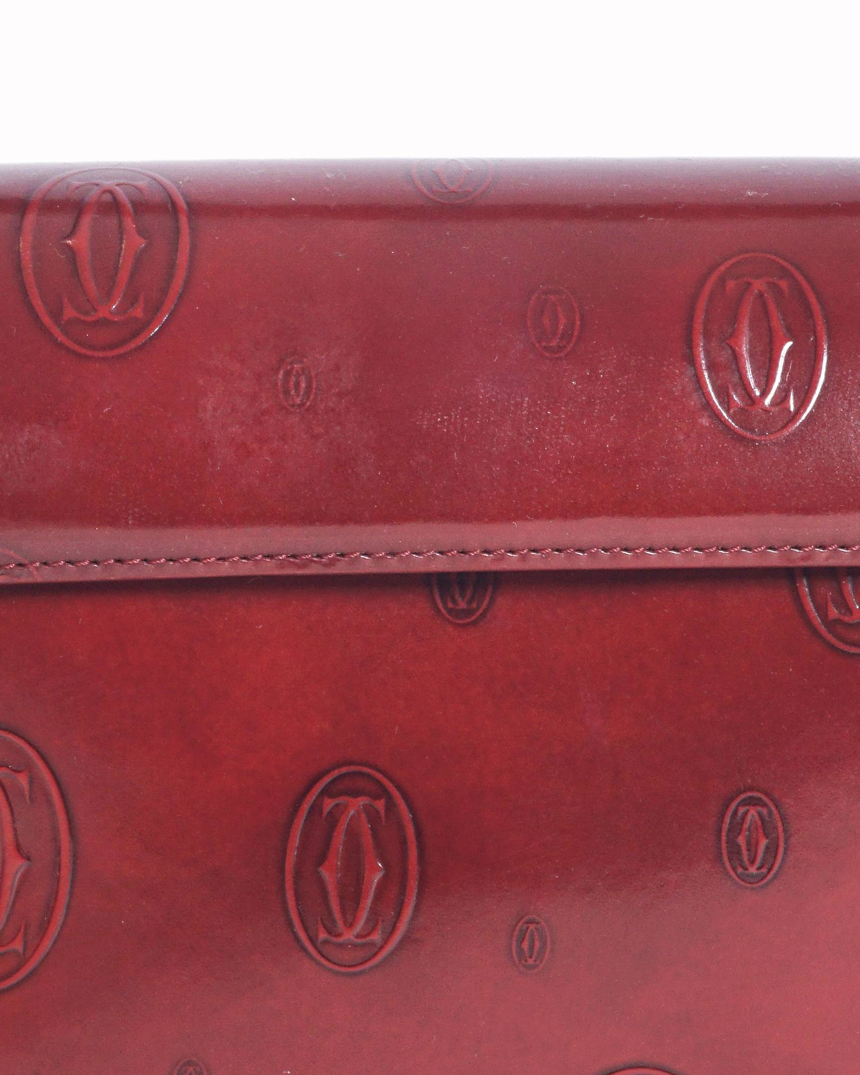 Cartier Logo Embossed Patent Leather Flap Hobo Bag