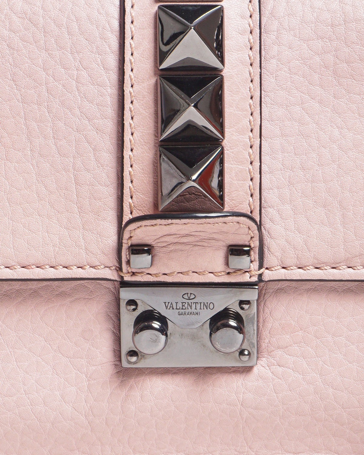 Valentino Dusty Pink Leather Rockstud Glam Lock Flap Bag