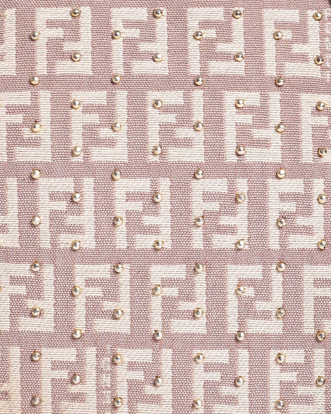Fendi Forever Bauletto Zucchino Canvas Boston Bag