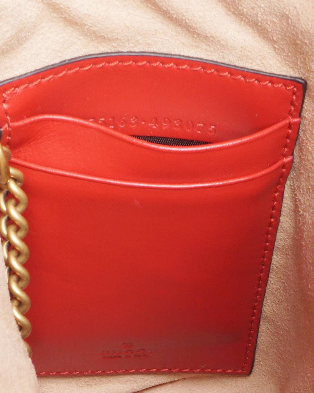 Gucci Red Matelassé Leather Mini GG Marmont Bucket Bag