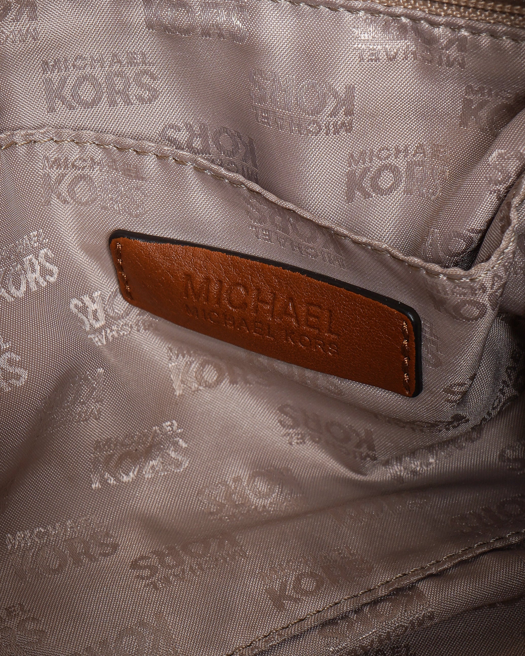 Michael Kors Grayson Satchel in signature tan and brown Monogram pattern