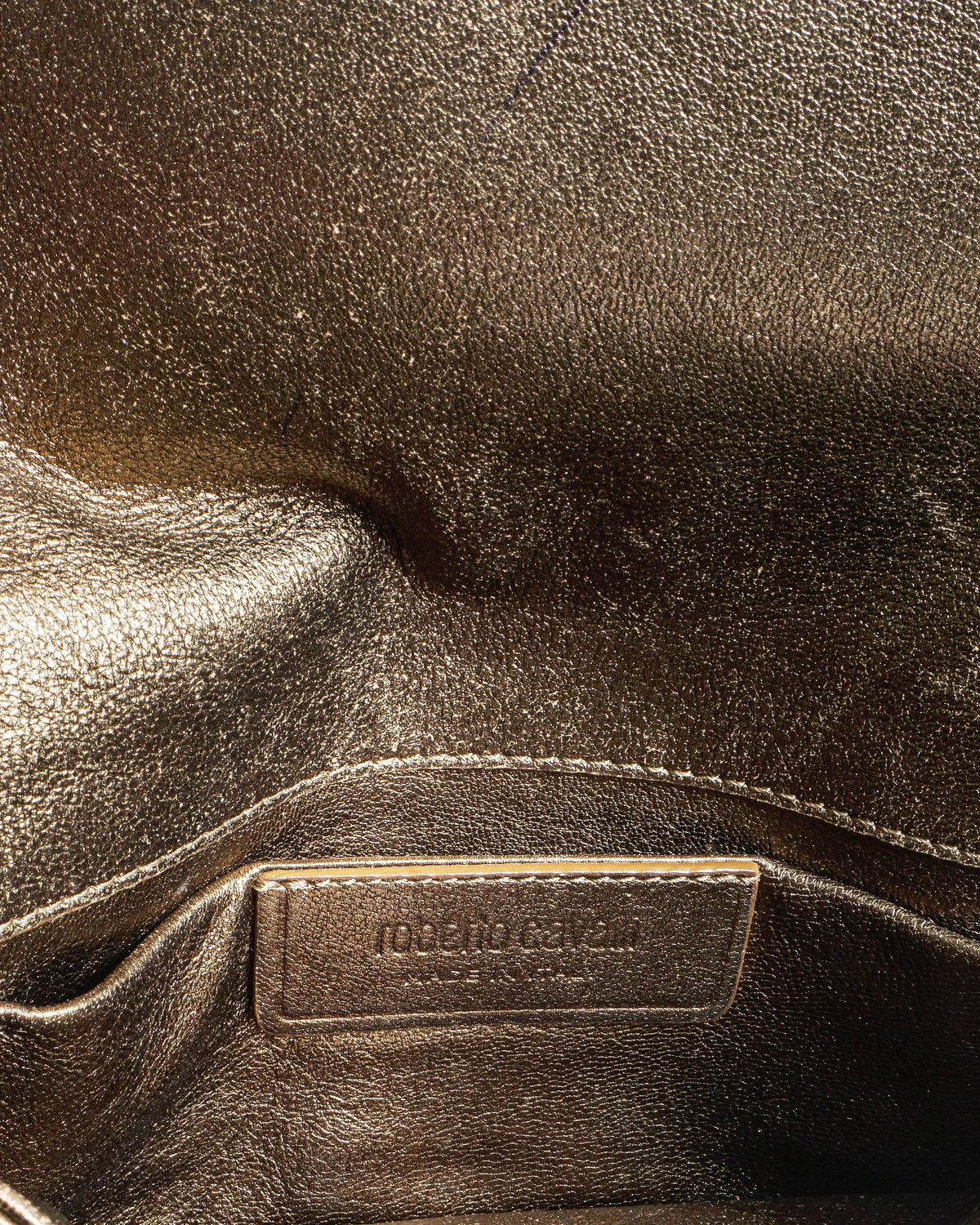 Roberto Cavalli Metallic Gold Python Leather Crossbody Clutch Bag