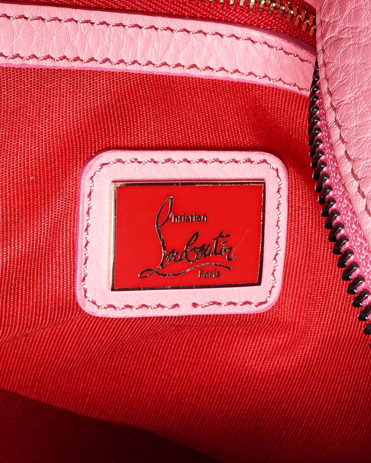 Christian Louboutin Pink Pebble Leather Panettone Spike Satchel