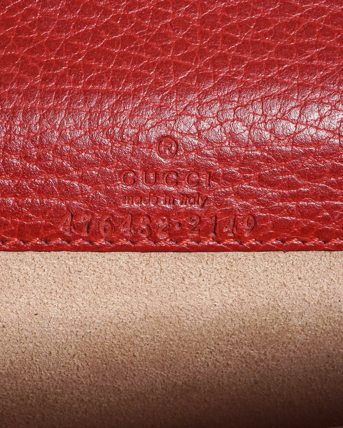 Gucci Red Pebbled Leather Dionysus Chain Wallet