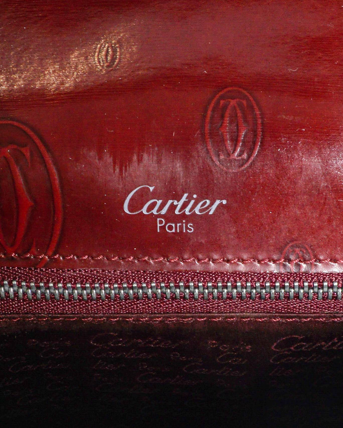 Cartier Logo Embossed Patent Leather Flap Hobo Bag