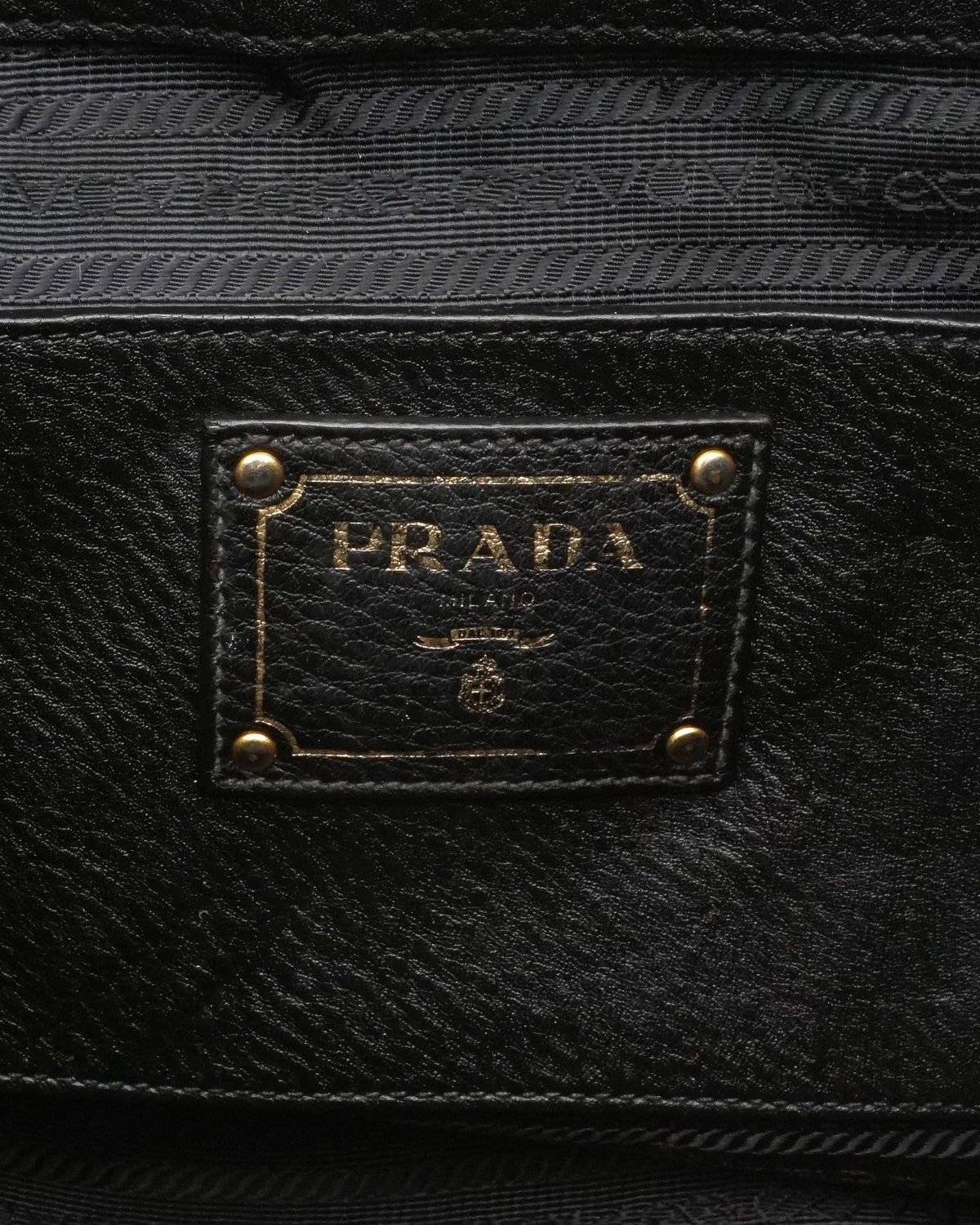 Prada Black Vitello Daino Pebbled Leather Side-Pocket Tote Bag