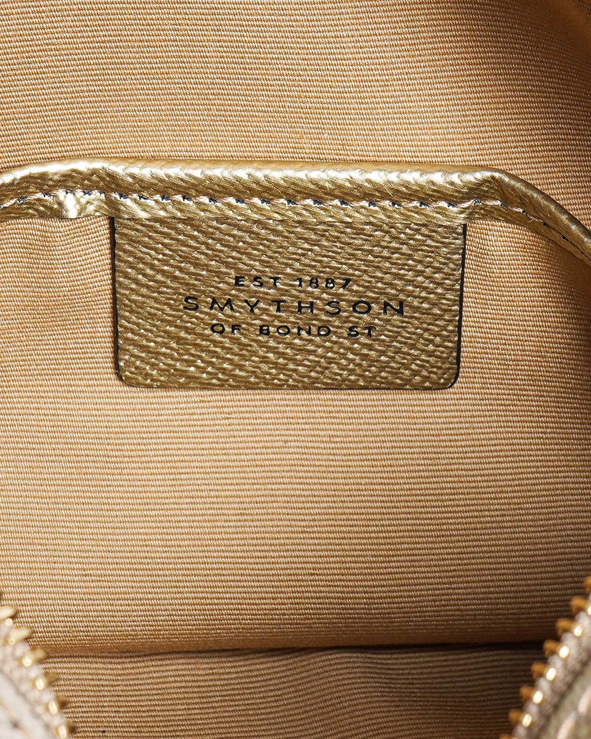 Smythson Metallic Gold Crossgrain Leather Camera Bag