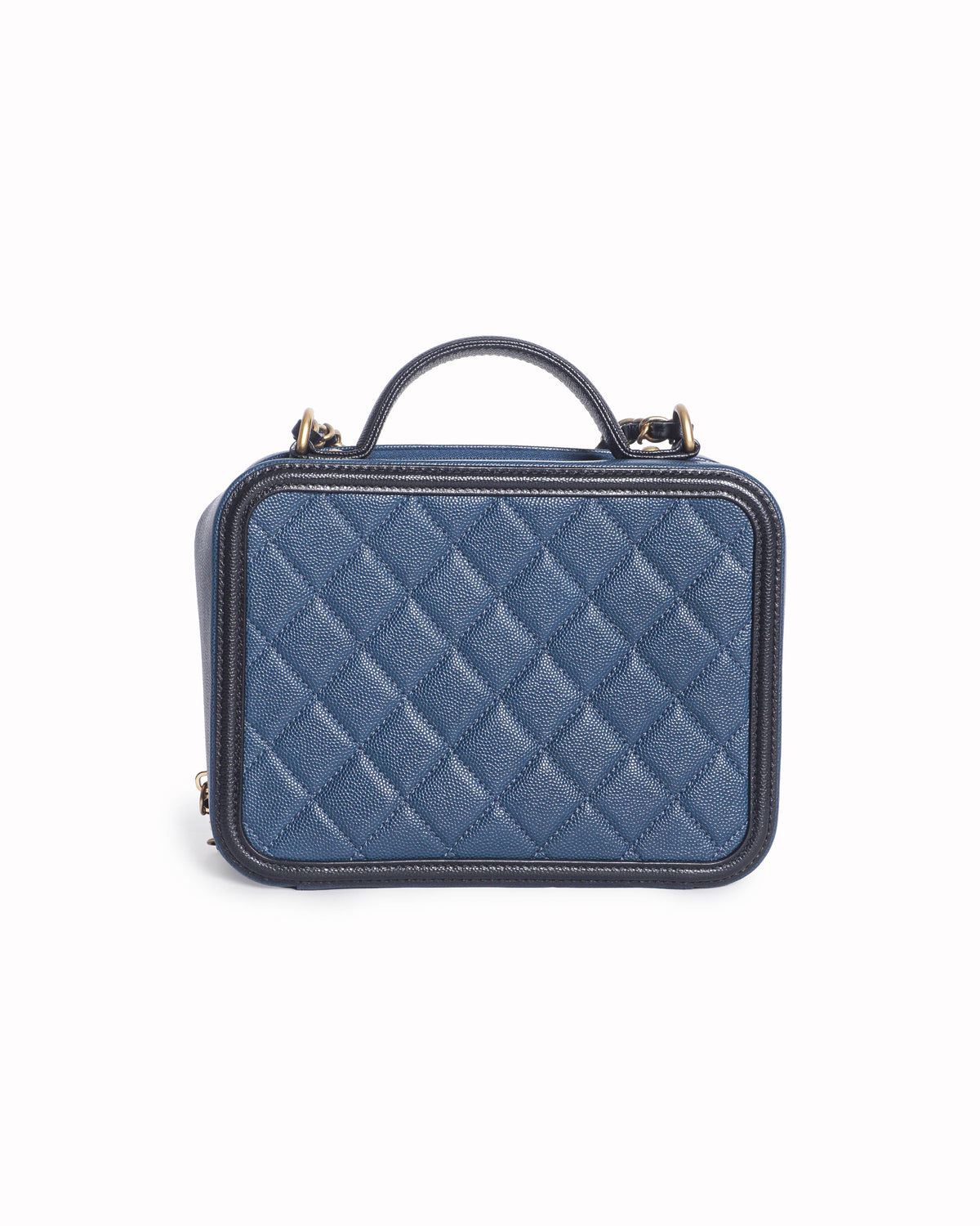 Chanel Small CC Filigree Vanity Case Navy and Black Caviar Shoulder Bag