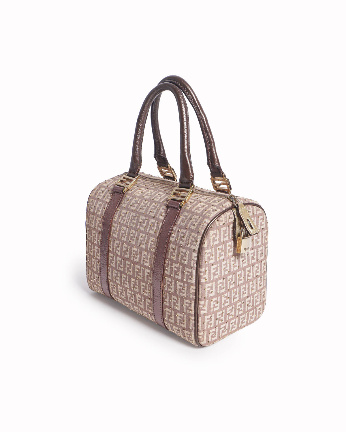 Fendi Forever Bauletto Zucchino Canvas Boston Bag