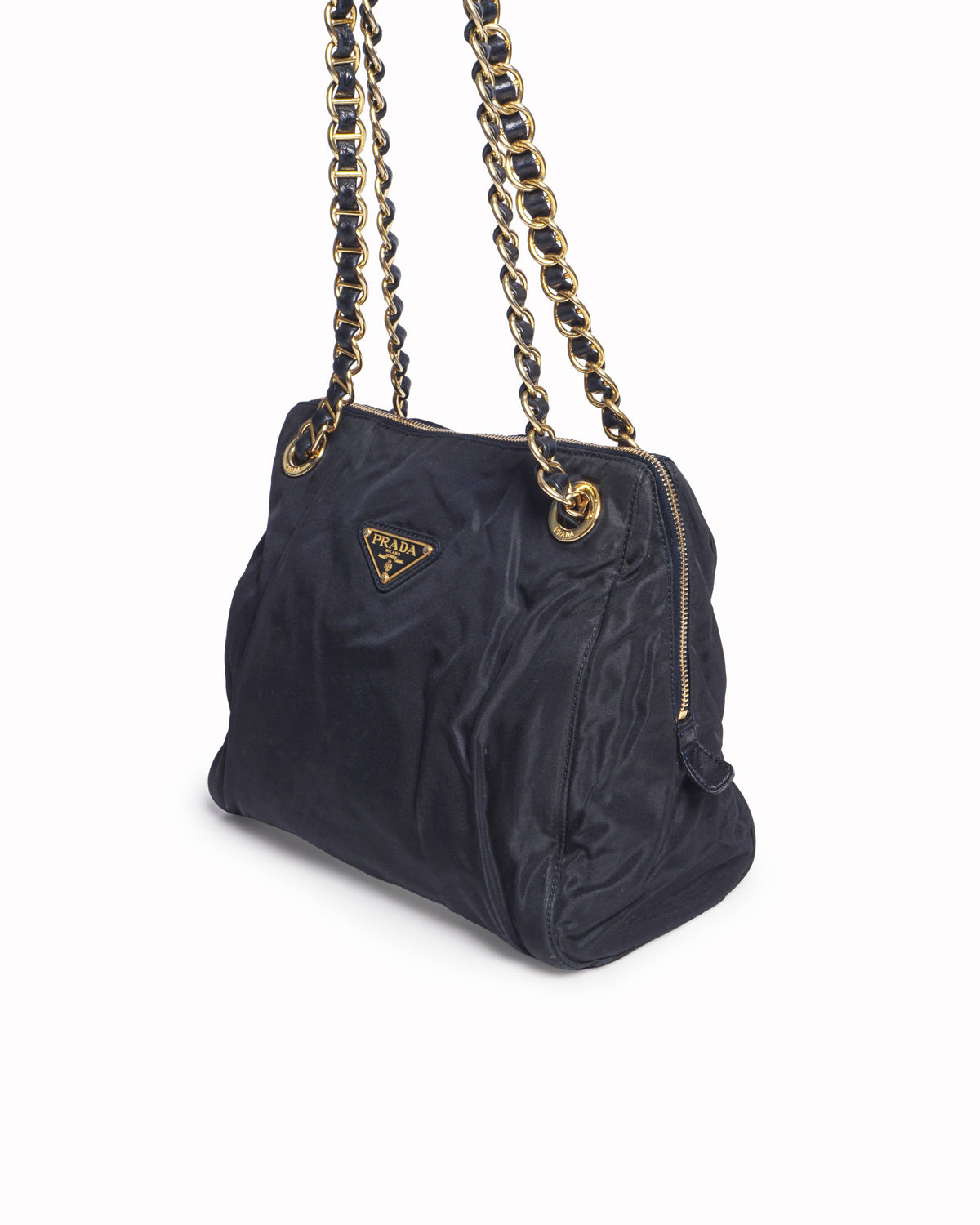 Prada Tessuto Black Nylon Chain-Strap Shoulder Bag