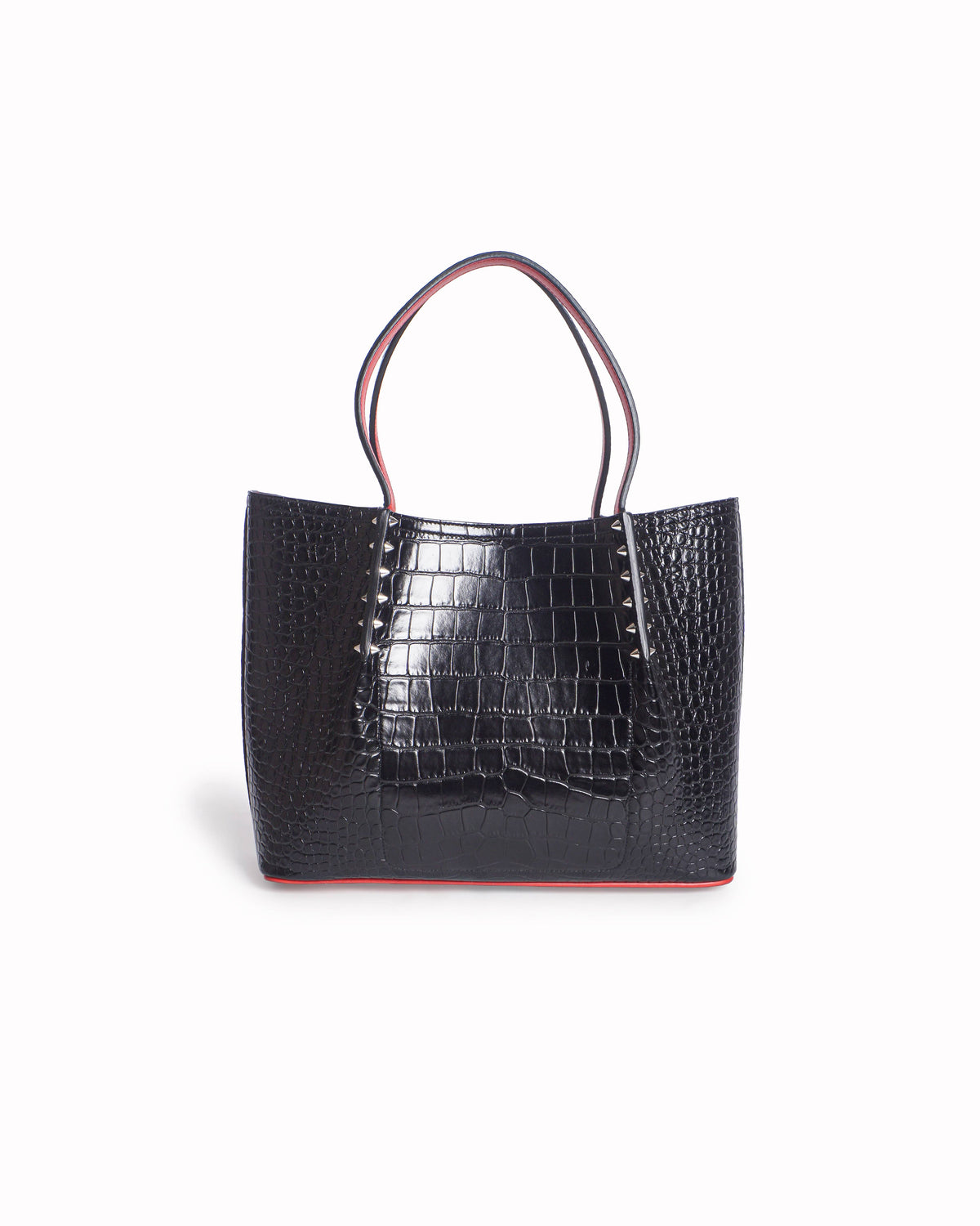 Christian Louboutin Black Croc Cabarock Tote Bag