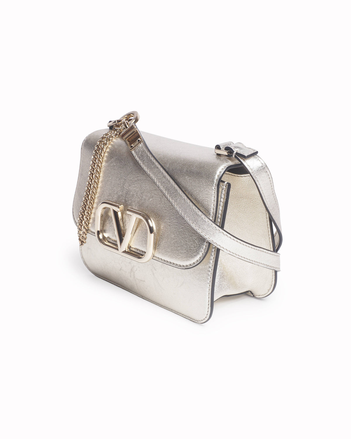Valentino Garavani Gold Metallic VLogo Signature Shoulder Bag