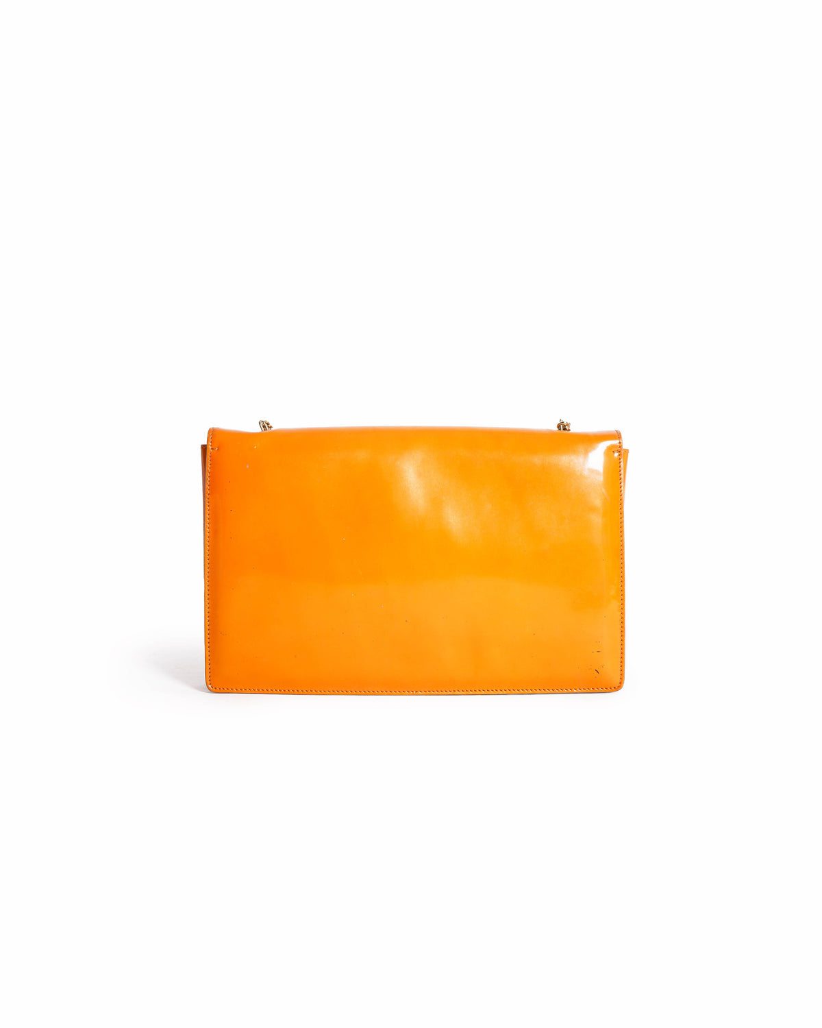 Salvatore Ferragamo Vara Bow Flap Bag in Orange Patent Leather