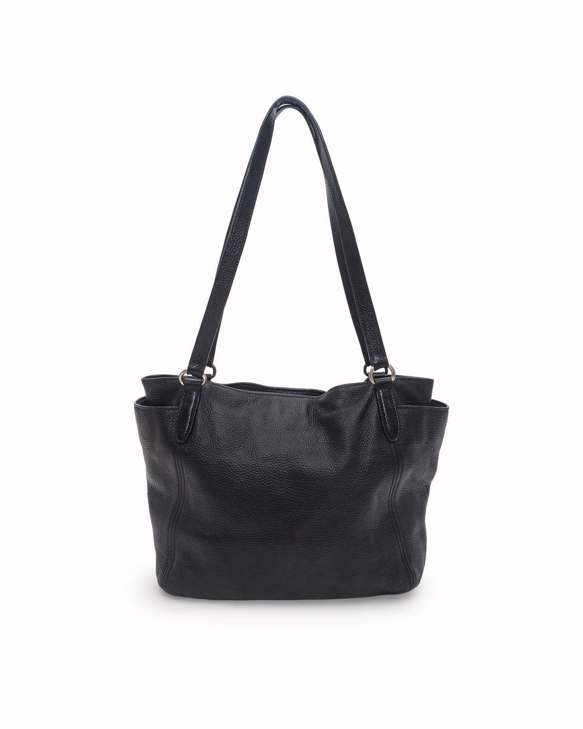 Prada Black Vitello Daino Pebbled Leather Side-Pocket Tote Bag
