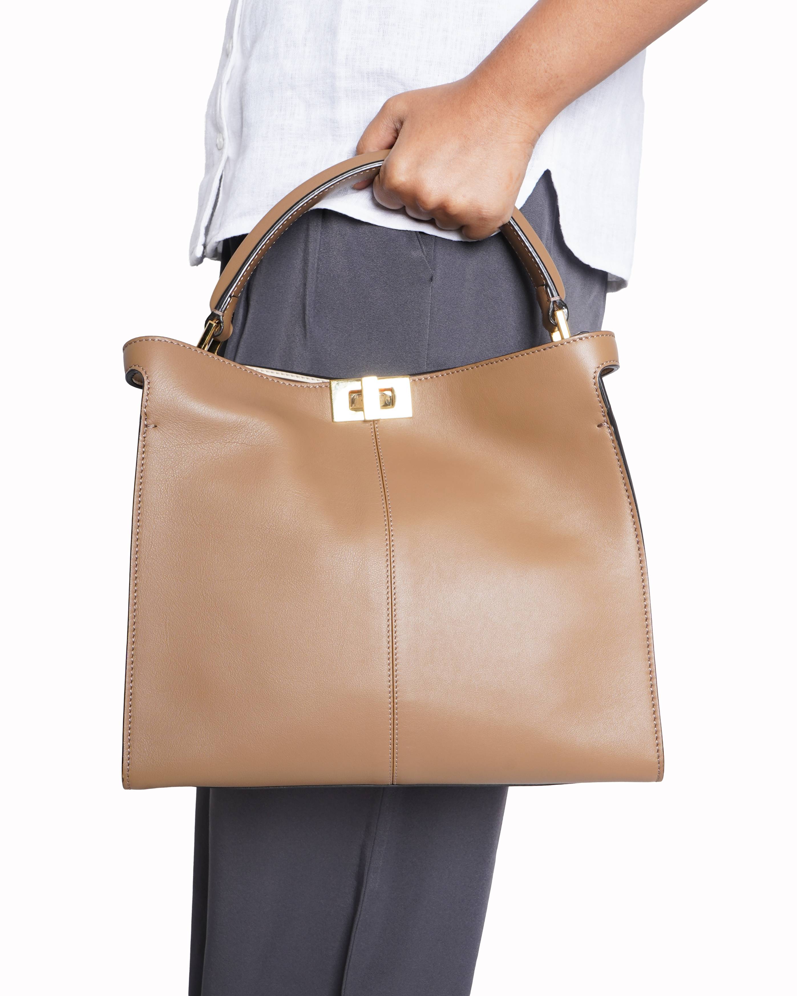 New Fendi Leather Peekaboo X-Lite Top Handle Bag
