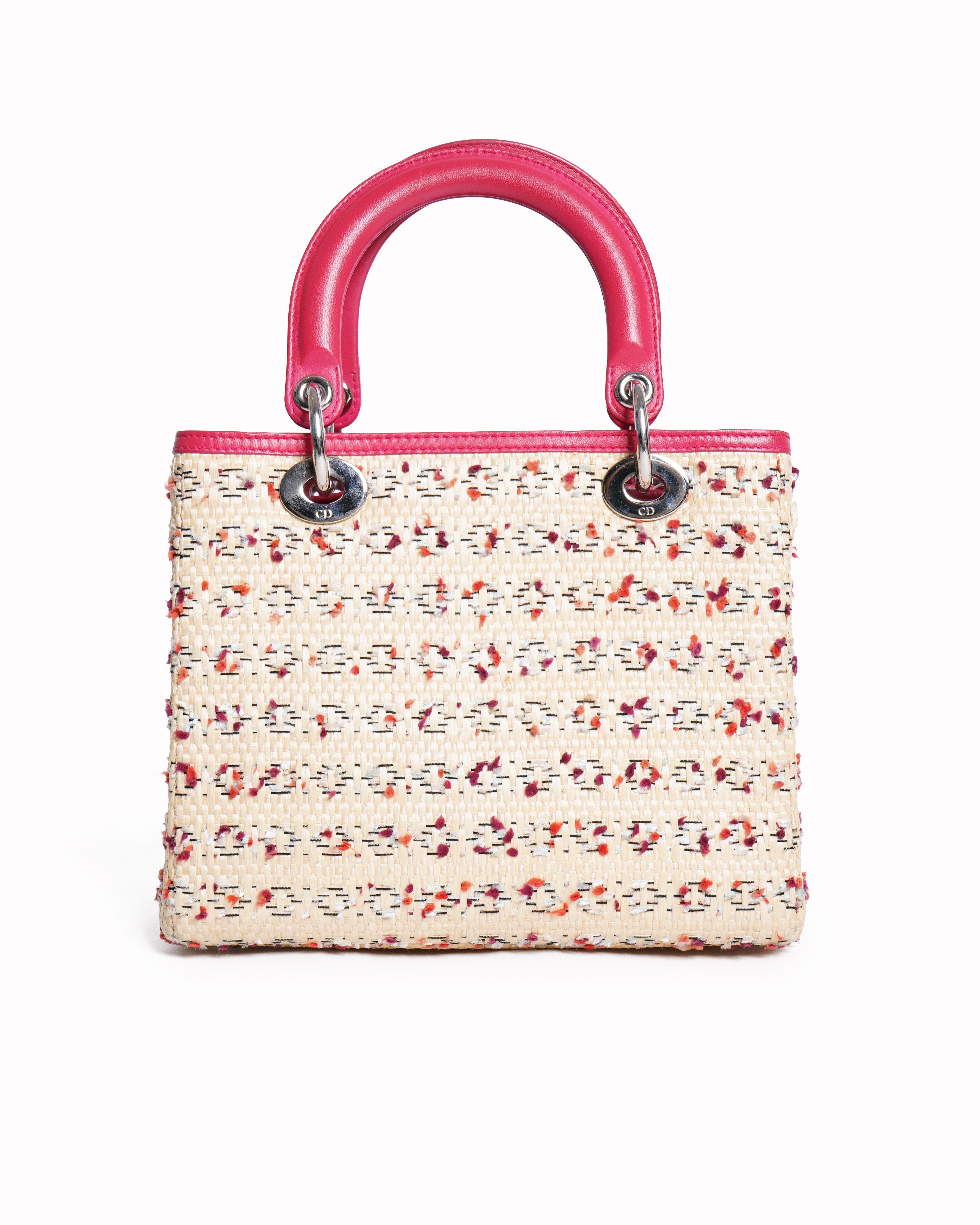 Christian dior natural raffia medium lady dior