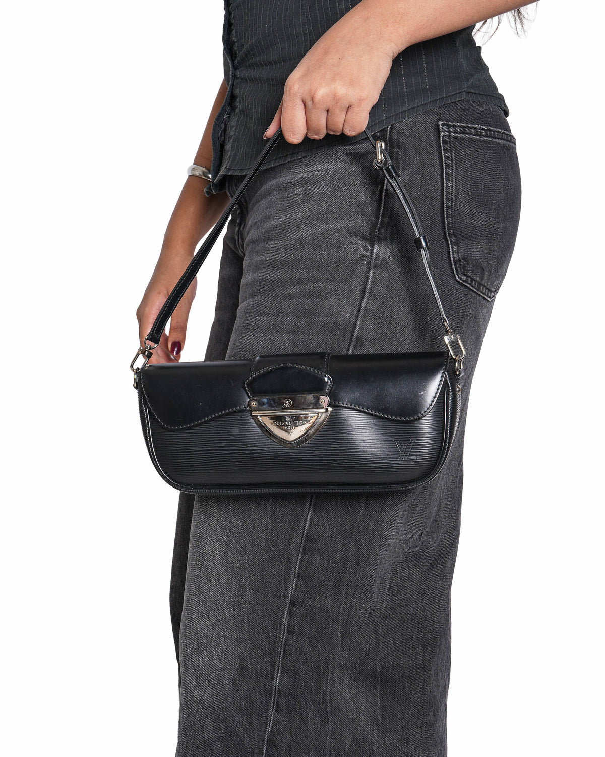 Louis Vuitton Black Epi Leather Montaigne Clutch Bag