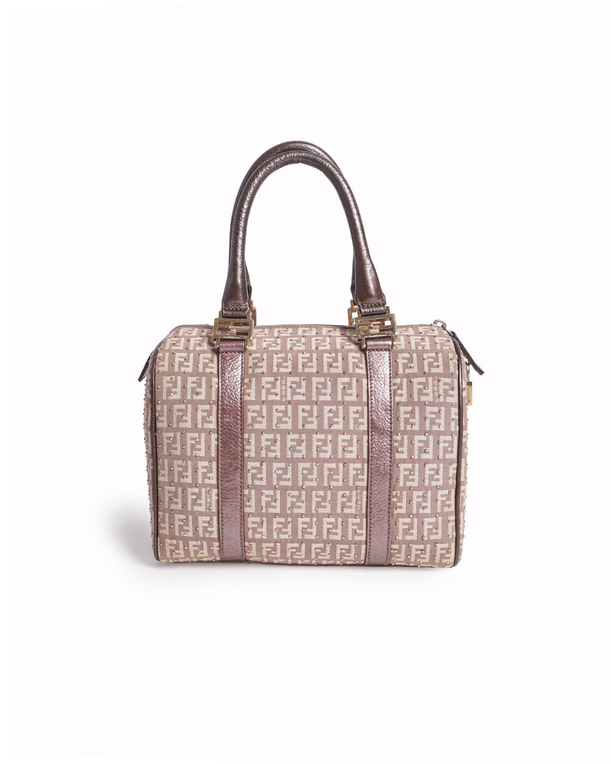 Fendi Forever Bauletto Zucchino Canvas Boston Bag