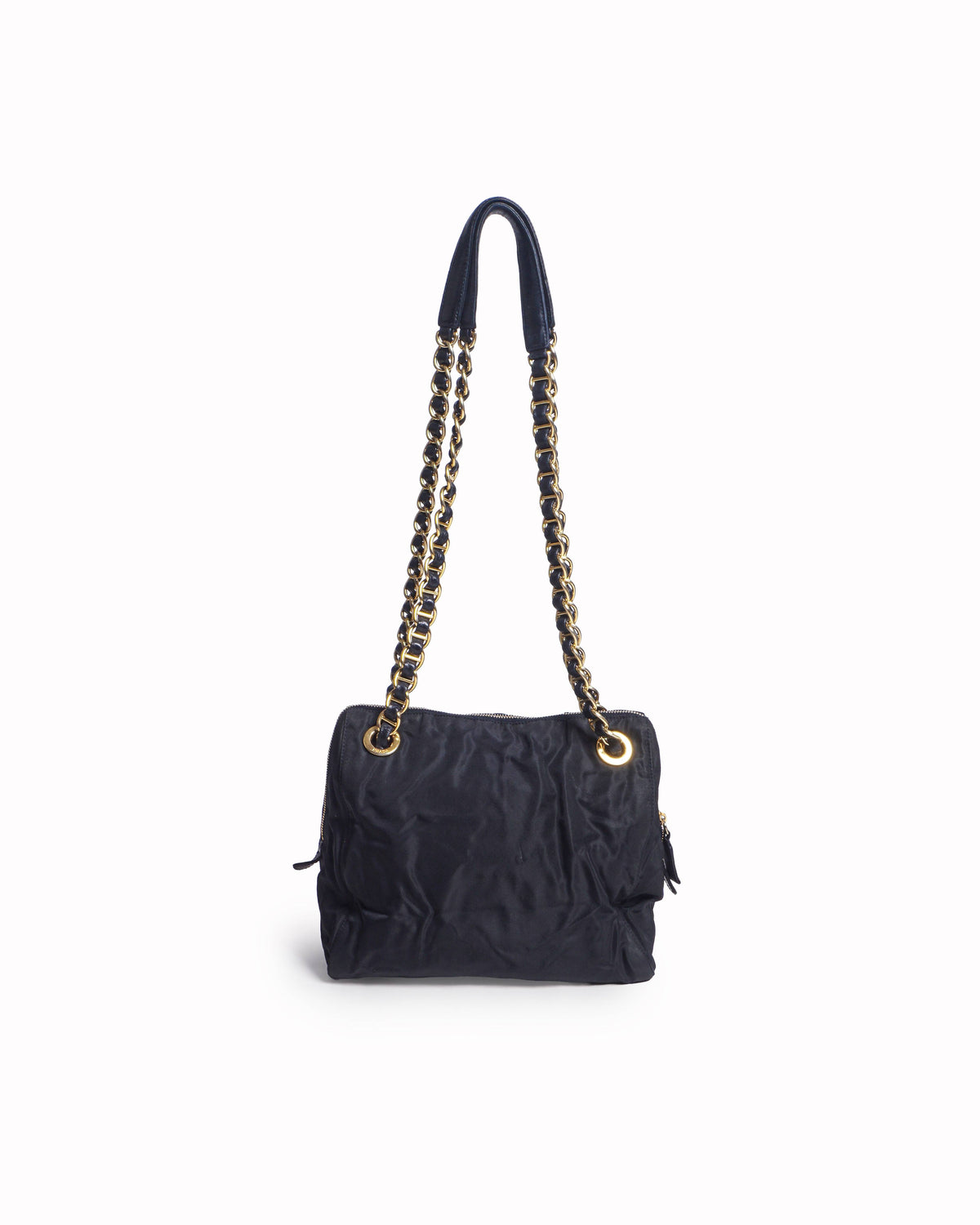 Prada Tessuto Black Nylon Chain-Strap Shoulder Bag