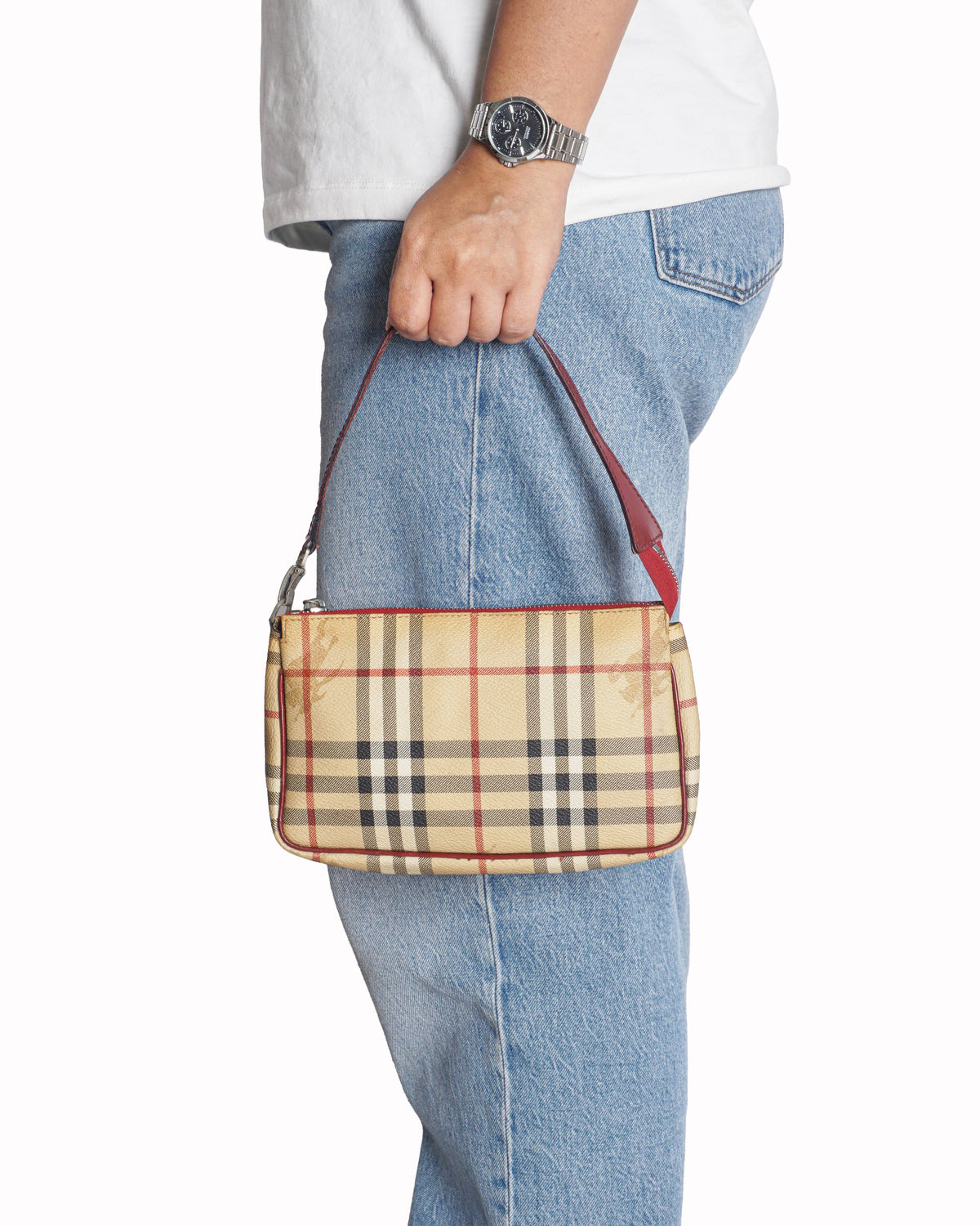 Burberry Haymarket Check Coated Canvas Pochette Pouch