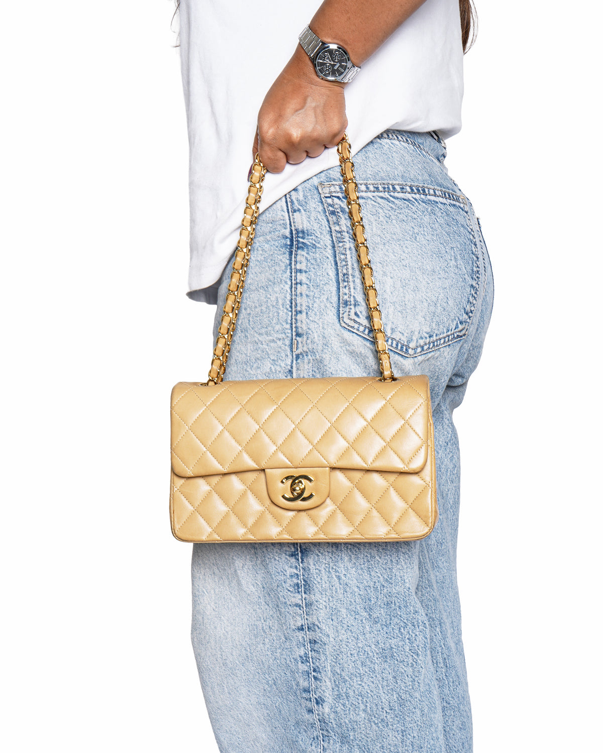 Chanel Beige Classic Small Double Flap Bag