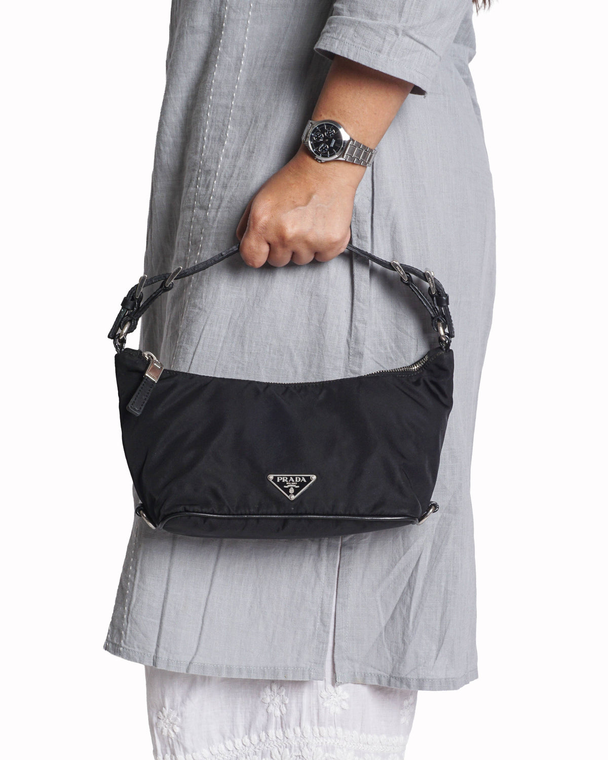 Prada Black Tessuto Nylon Shoulder Bag