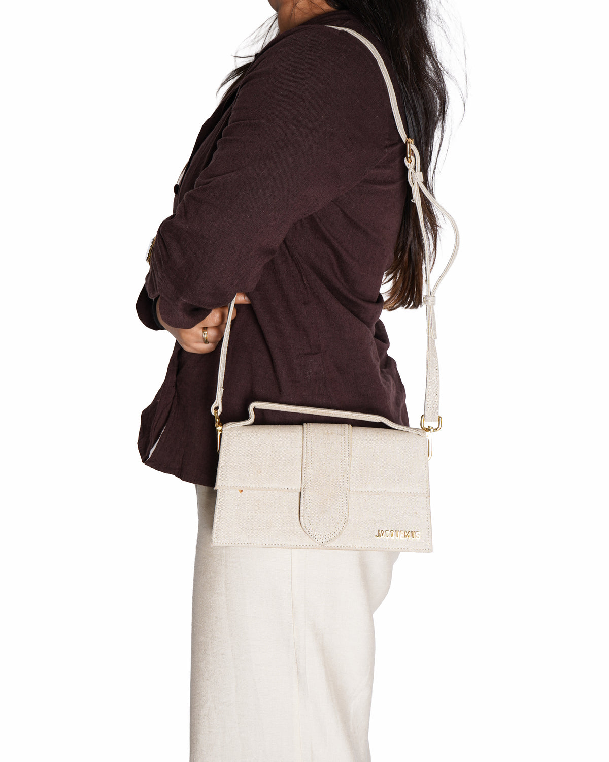 Jacquemus Le Grand Bambino Linen Handbag With Crossbody Strap