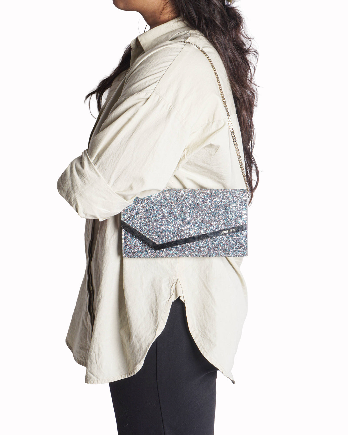 Jimmy Choo Emmie Multi-Glitter Clutch Bag