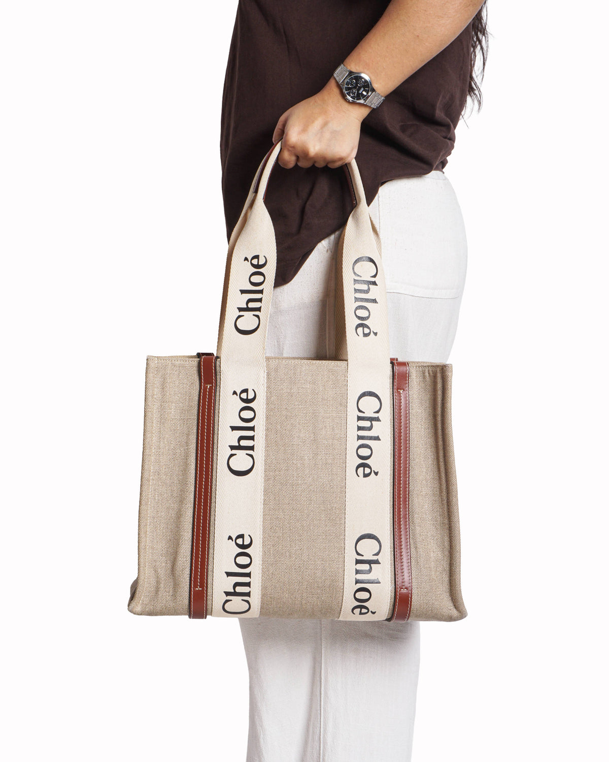 Chloé Woody Medium Canvas Tote Bag