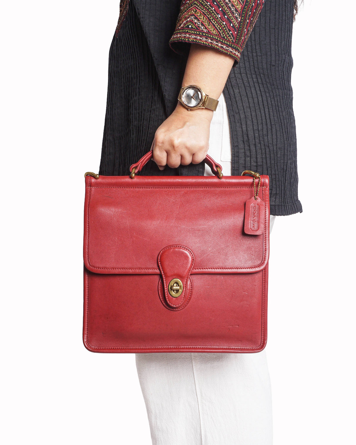 Coach Vintage Classic Red Leather Willis Bag