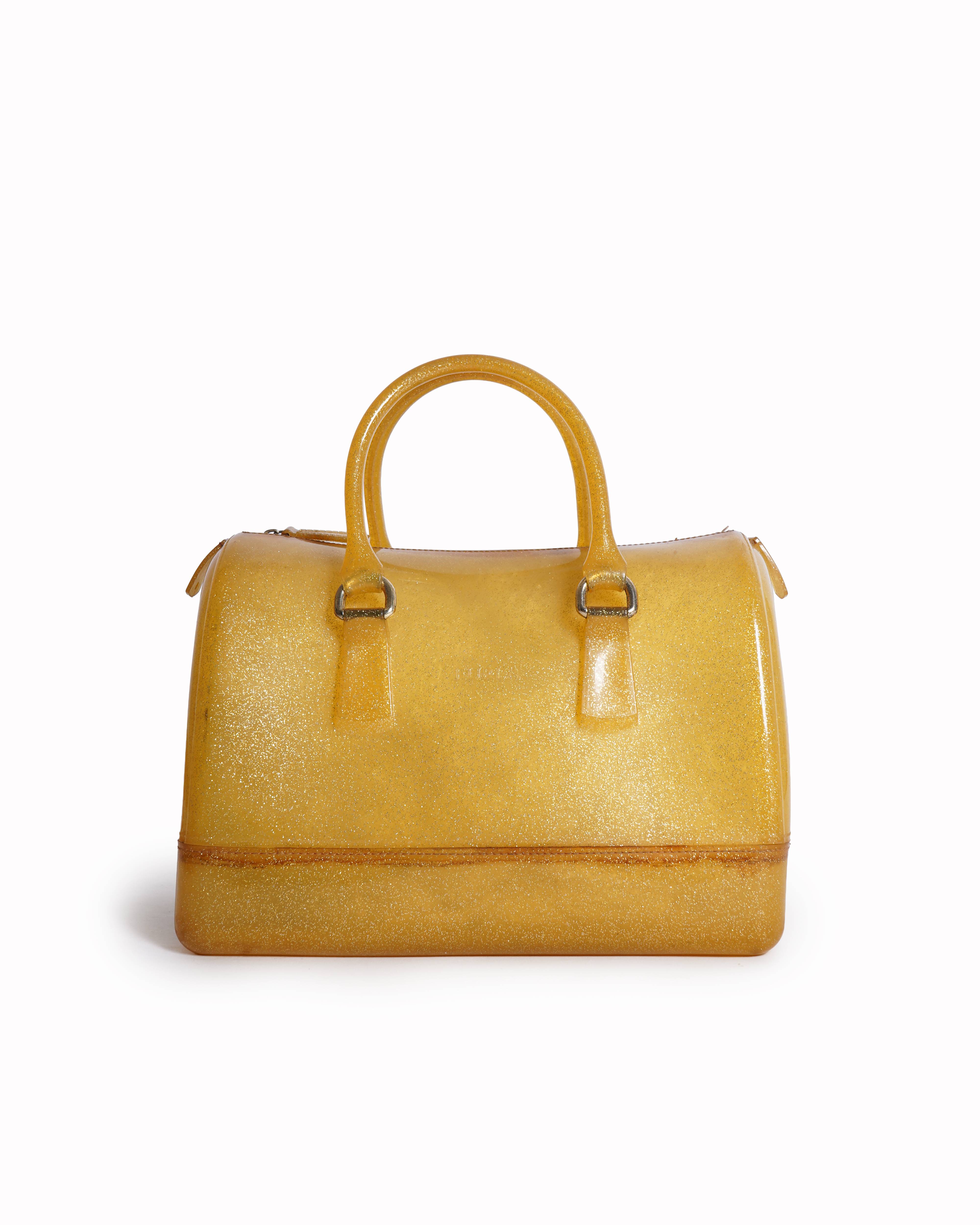 Furla yellow glitter jelly candy handbag