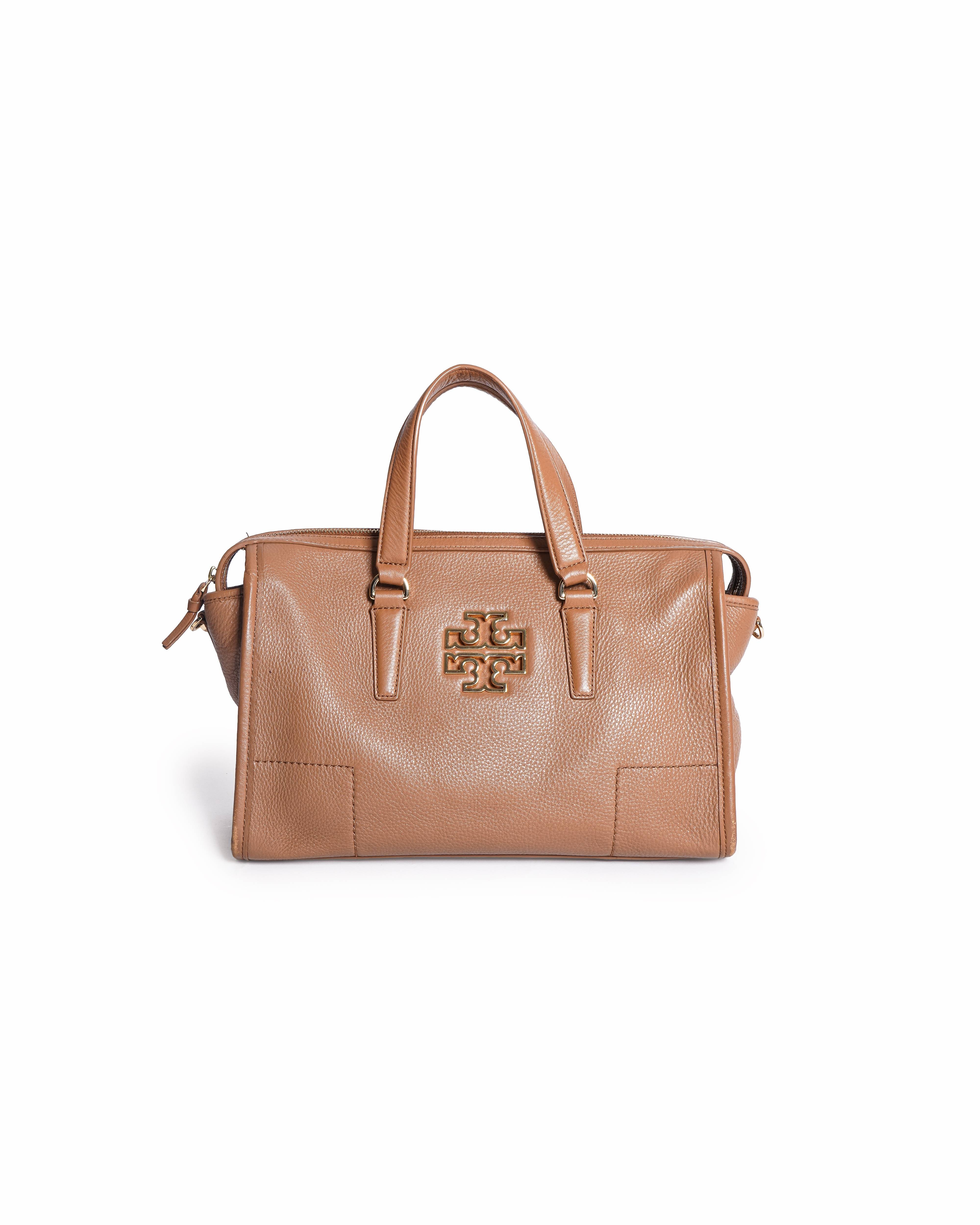 Tory Burch Britten Pebbled Leather Satchel Bag