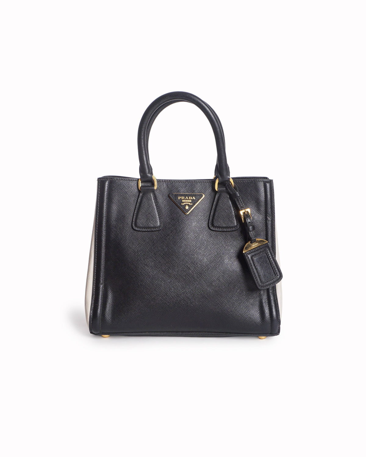 Prada Black & White Saffiano Leather Galleria Tote