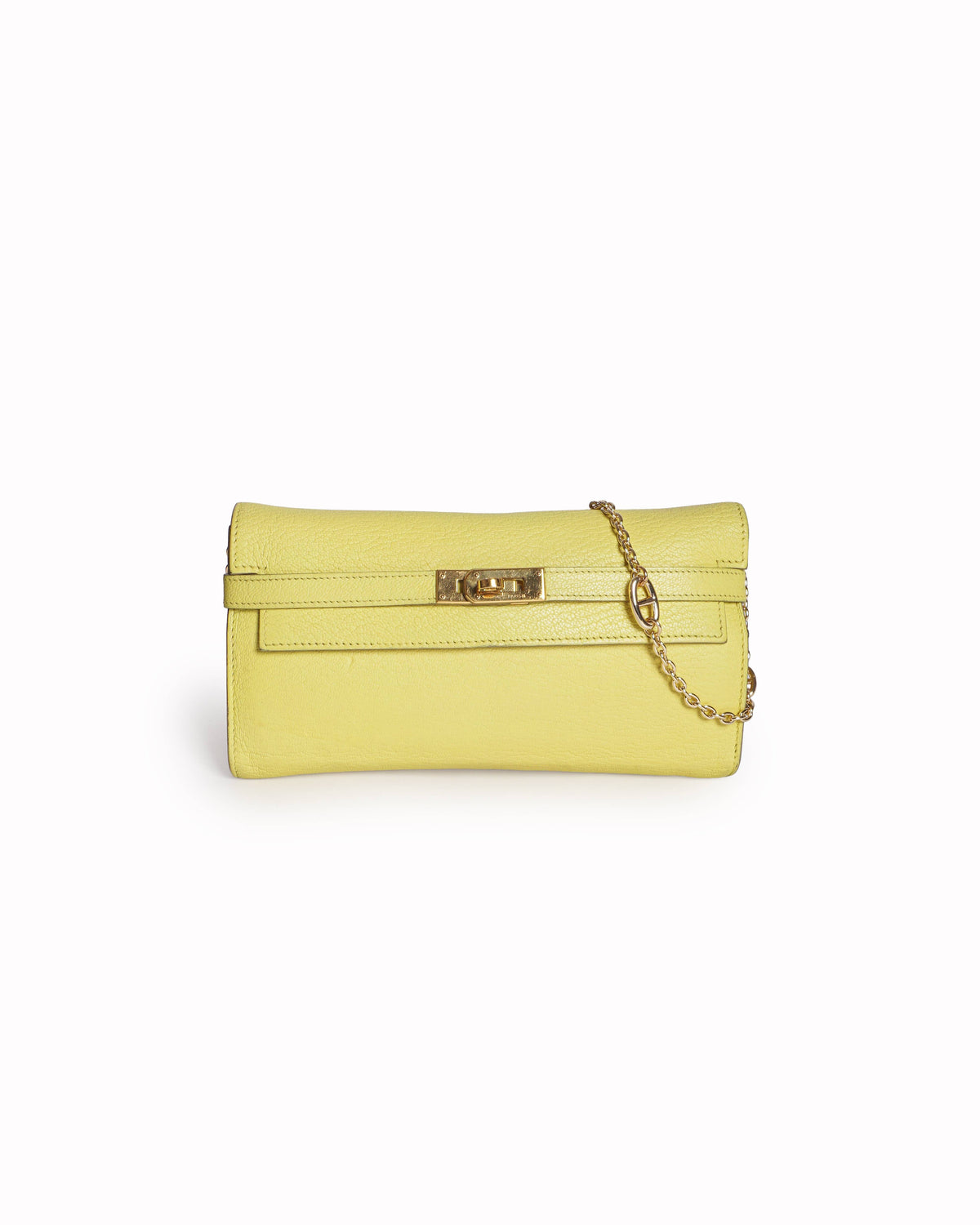 Hermès Kelly Wallet To Go Lime Chèvre Leather Gold Hardware